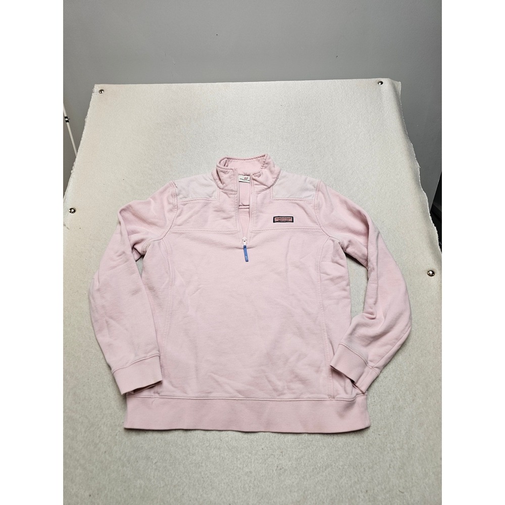 Vineyard Vines Mens Pink Quarter Zip Pullover Sweatshirt Size Medium Logo Patch